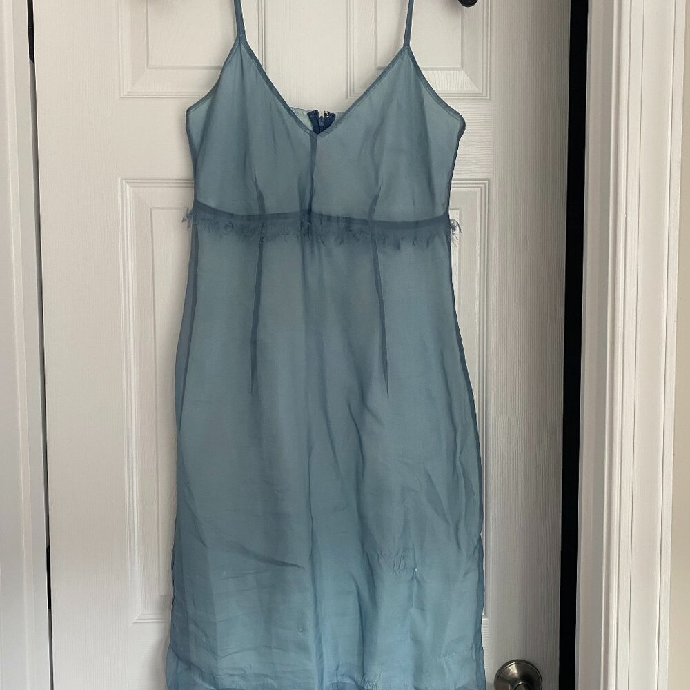 Helen Wang New York Blue Sheer Slip Dress Midi